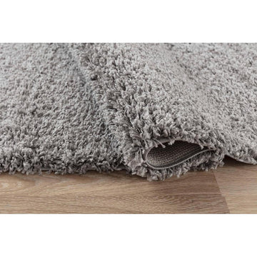 Oxford OXF00 Plain Plush Soft Stain-Resistant Textured Polypropylene Shaggy Grey Round Rug-Desire Rugs-Rug Love - The Most Loved Rug Store